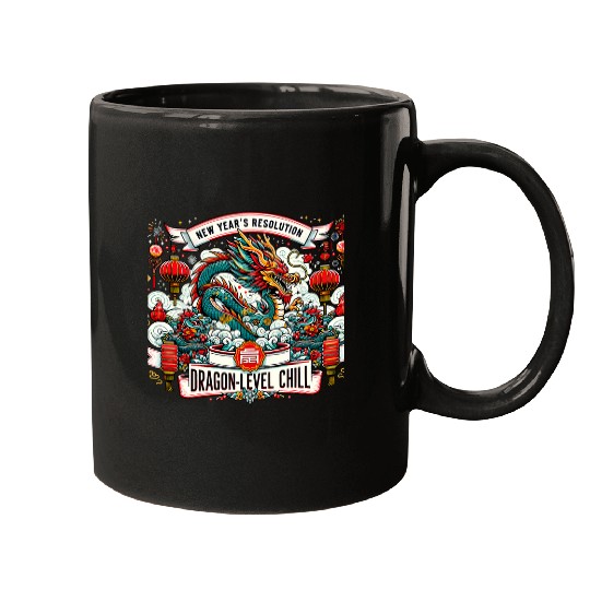 Dragon Pet Achieve Dragon Level Chill Chinese New Years 2024 Design Mugs