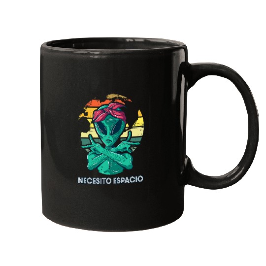 Aliens UFO I Need Space Alien Earth Necesito Espacio Spanish Espanol Mugs