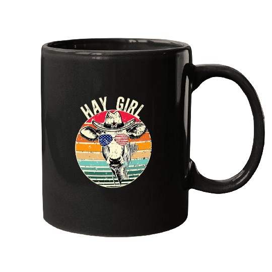 Cow Pet Hay Girl Retro Cow America Needs Farmers Support Country Mugs