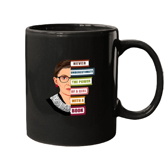 Book Fun RBG Quote With Book and Women Feminist Ruth Bader Ginsburg Mugs