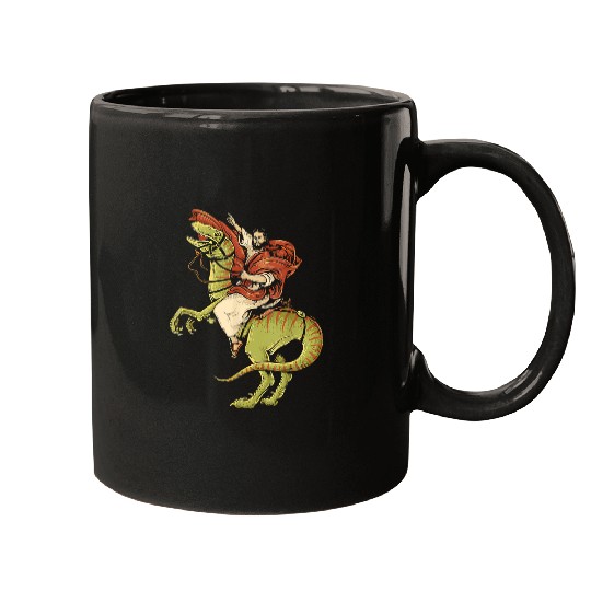 Dinosaur Pet Jesus Riding Dinosaur T rexs Jesus Christian 2 Mugs