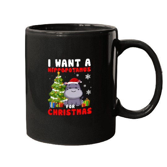 Hippo Pet I Want A Hippopotamus For Christmas Santa Hippopotamus Mugs