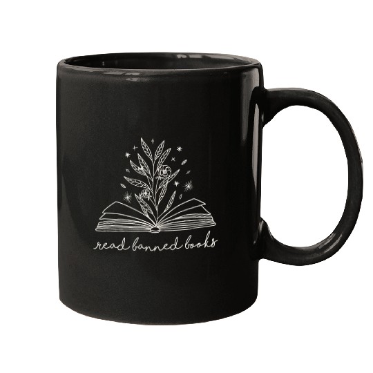 Book Fun Read Banned Books Floral Botanical Book Design Mugs