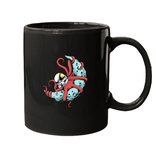 Octopus Pet Astronaut Octopus Kraken Squid Space Astronomy Moon Mugs
