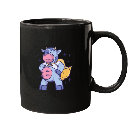 Cow Pet In Superhero Costume Cattle Cow Farmer Mugs