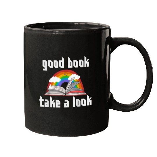 Book Fun Gift Good Book Take a Look Rainbow reading books Girl Mugs