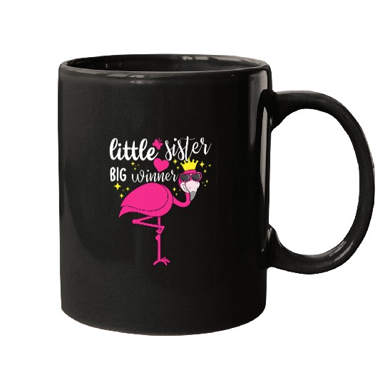 Flamingo Pet Little Sister Big Winner Queen Flamingo Wearing Sunglasses Mugs
