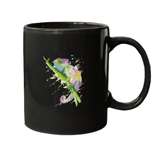 Chameleon Pet Watercolor Chameleon Lizard Chamaeleon Herpetology Mugs