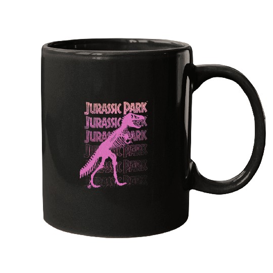 Dinosaur Pet Jurassic Park TRex Large Skeletons Silhouette Pink Gradient Mugs