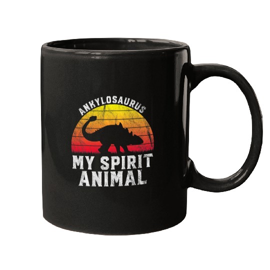 Dinosaur Pet Ankylosaurus My Spirit Animal Dinosaur Retro Paleontology Mugs
