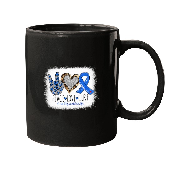 diabetess Ribbon Bleached Peace Love Cure diabetess T1D Awareness Survivors 1 Mugs