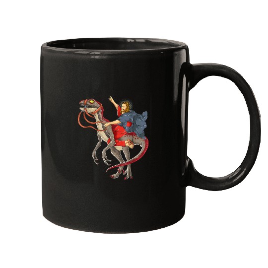 Dinosaur Pet Jesus Riding Dinosaur T rexs Jesus Christian 1 Mugs