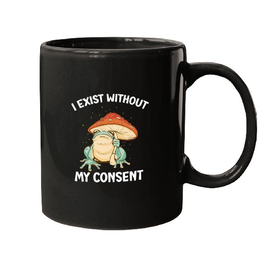 Frog Pet I Exist Without My Consent Frog Funny Surreal Meme 3 Mugs