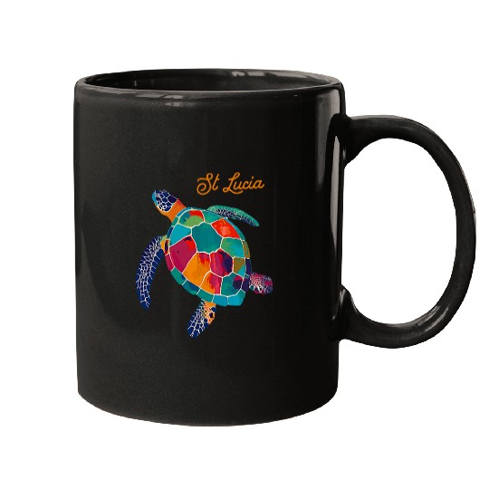 Turtle Pet St Lucia Pride Sea Turtle Surfer Scuba Diving Vintage Retro Mugs
