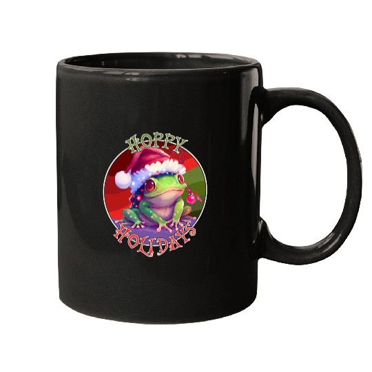Frog Pet Hoppy Holidays Christmas Cottagecore Kawaii Frog Toad Mugs