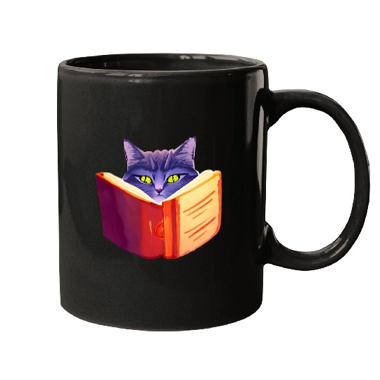 Book Fun Cat Reads Book Maine Coon Cat Holder Persian Cat Mugs