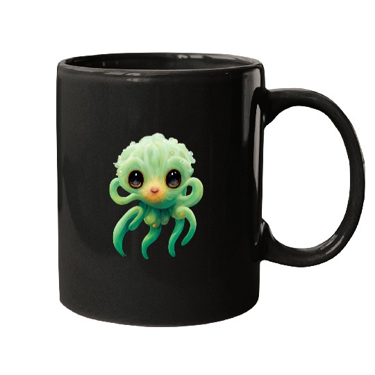 Octopus Pet Baby Cthulhu Cute Anime Green Squid Creature Animal Mugs