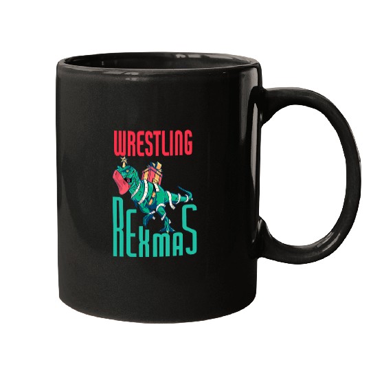 Sport Wrestling Rexmass TRex Dinosaur Christmas Holiday 1 Mugs