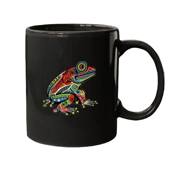 Frog Pet Native American Indian Style Art Pacific Northwest 3 Mugs
