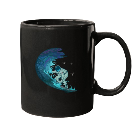 Astronaut Job Surfing Outer SpaceSky Stars Space Surfer Mugs