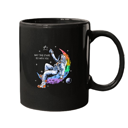 Astronaut Job Pride Space Man On The Moon Stars LGBT Mugs