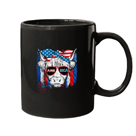 Cow Pet Happy Fourth Heifers Bandana American Flag 4th Of July Mugs