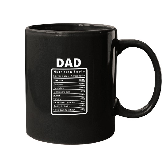 Book Fun Funny Comic Book Dad Nutrition Facts Mugs