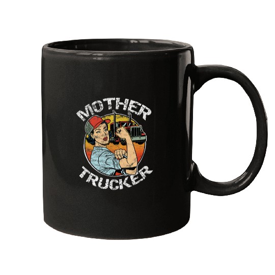 Truck Fun Mother Trucker Female CDL Semi Truck Driver Mugs