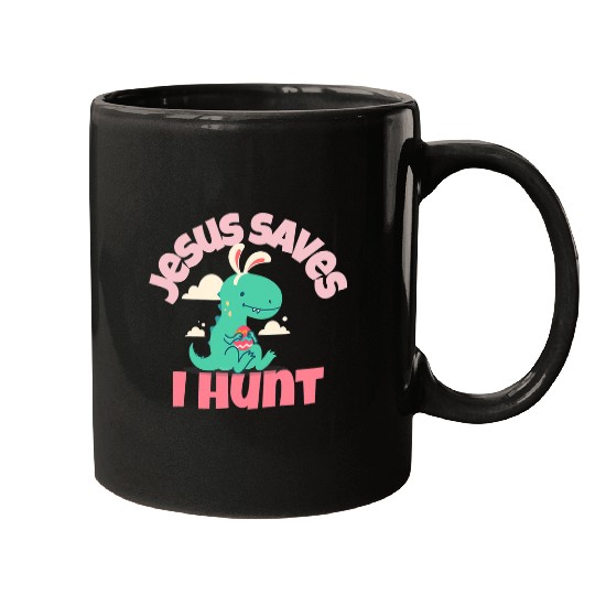 Dinosaur Pet Jesus Saves I Hunt Dinosaur Easter Fun Easter Christian 2 Mugs