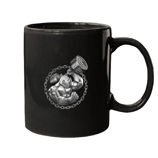 Rhino Pet Beast Lifting Weights Gym Workout Iron Power Gift Mugs