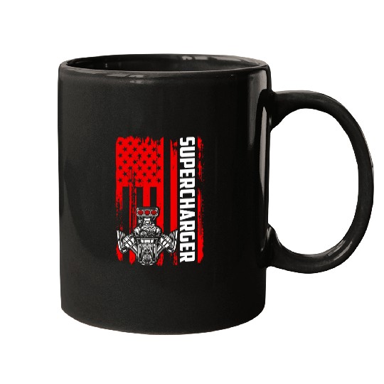 Horse Pet Supercharger Flag July 4th Drag Racing Muscle Car Horsepower Mugs