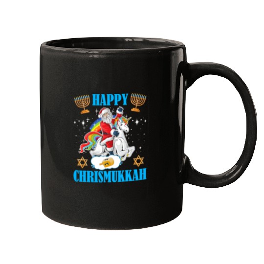 Unicorn Pet Happy Chrismukkah Hanukkah Christmas Jewish Unicorn Santa 8 Mugs