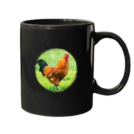Chicken Pet Rooster on the Grass Mugs