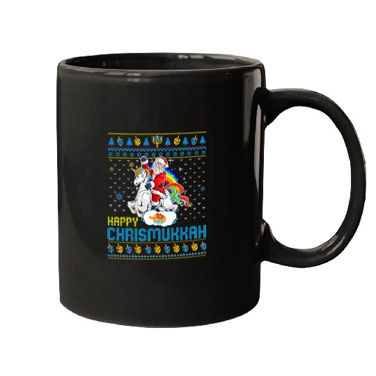 Unicorn Pet Happy Chrismukkah Hanukkah Christmas Jewish Unicorn Santa Mugs
