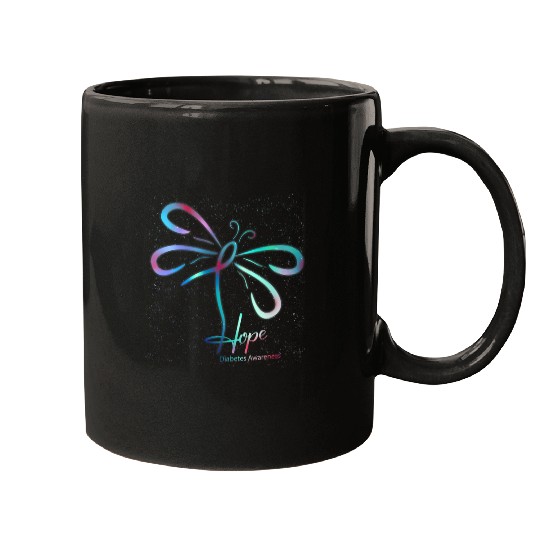diabetess Ribbon Faith Hope Love diabetess Awareness Dragonfly 21 Mugs