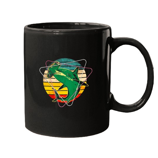 Shark Pet Hammerhead Shark Colorful Retro Ocean Sea Animal Mugs