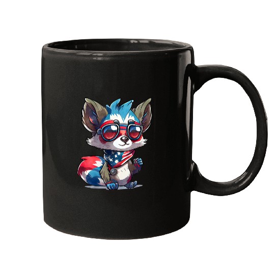 Lemur Pet Memorial Day 4th of July patriotic usa flag Mugs