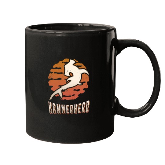 Shark Pet Hammerhead Shark Vintage Retro Classic Animal Sunset Mugs