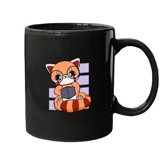 Book Fun Chibi Red Panda Read Book Lover Anime Otaku Mugs