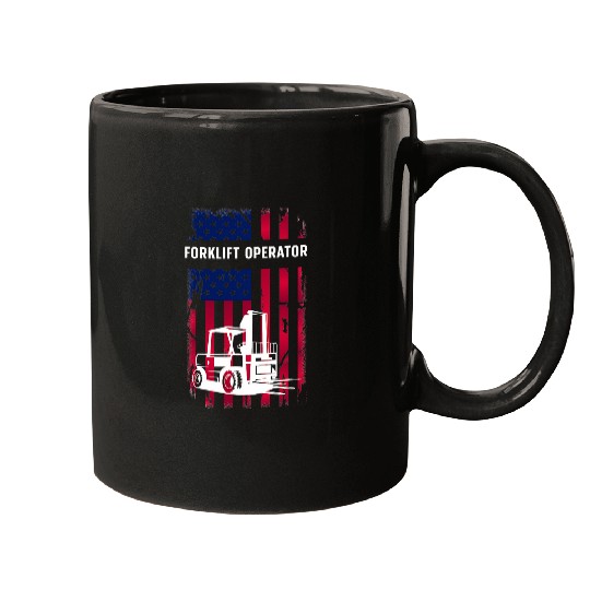 Forklift Fun Proud Forklift Operator American Flag Forklift Driver 6 Mugs