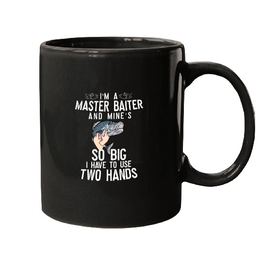 Fishing Fun Mens Master Baiter Funny Fishing Striped Bass for Men Mugs