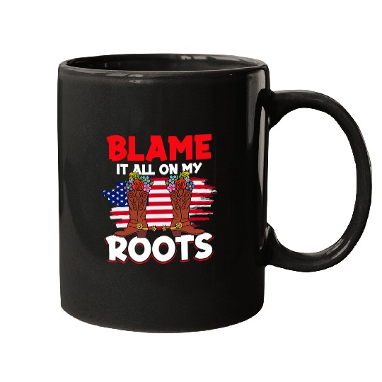 Horse Pet Rodeo Riding Cowboy USA Blame it all on my Roots Mugs