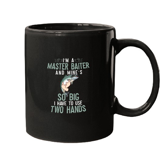 Fishing Fun Mens Master Baiter Mines So Big Two Hands Coho Salmon Fishing Mugs