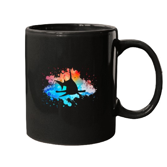 Shark Pet Hammerhead Shark Retro Vintage Sunset Beach Color Shark Art Mugs