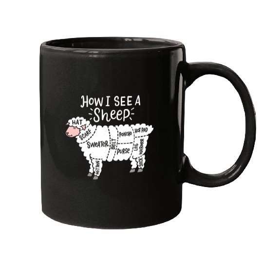Sheep Pet How I See A Sheep Cute Yarn Wool Sheep Knitter Knitting Mugs