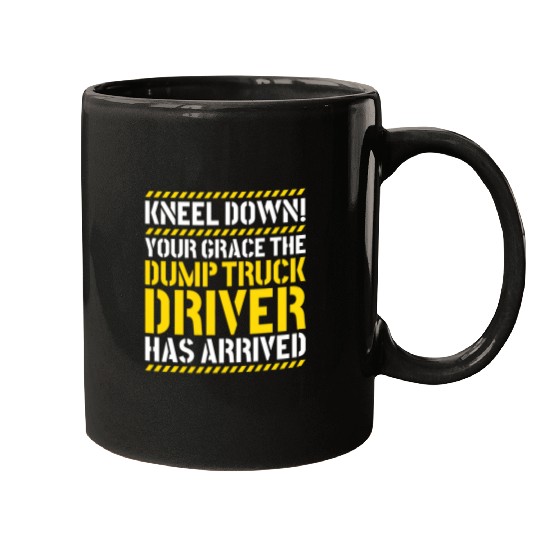 Construction Worker Kneel Down Dump Truck Driver Mugs