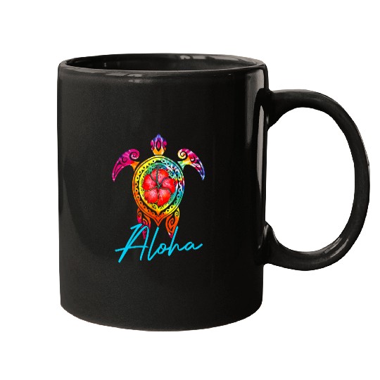 Turtle Pet Hawaiian Tie Dye Sea Turtle Aloha For Family Vacation Mugs