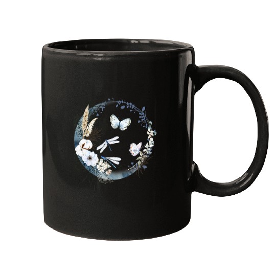 Dragon Pet Artistic Bohemian Design with Butterflies and Dragonflies Mugs