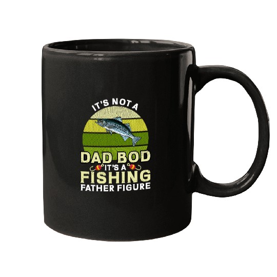 Fishing Fun Mens Not Dad Bod Father Figure Funny Fishing Striped Bass for Men Mugs