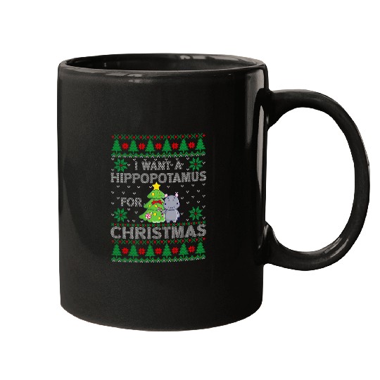 Hippo Pet I Want A Hippopotamus For Christmas xmass Hippo Ugly Sweater4 Mugs